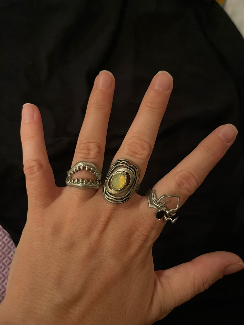 Silver-tone Yellow Stone Statement Ring - Women Jewelry
